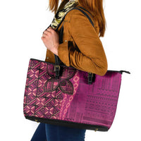 Samoan Pacific Tribal Flower Geometric Art Tattoos Leather Tote Bag Siapo Pattern Romantic Rose LT03 Pink - Polynesian Pride