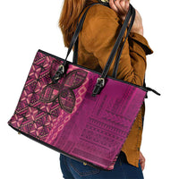 Samoan Pacific Tribal Flower Geometric Art Tattoos Leather Tote Bag Siapo Pattern Romantic Rose LT03 - Polynesian Pride