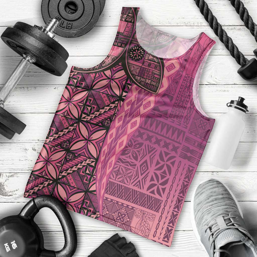 Samoan Pacific Tribal Flower Geometric Art Tattoos Men Tank Top Siapo Pattern Romantic Rose - Polynesian Pride