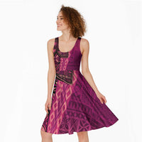 Samoan Pacific Tribal Flower Geometric Art Tattoos Midi Dress Siapo Pattern Romantic Rose - Polynesian Pride