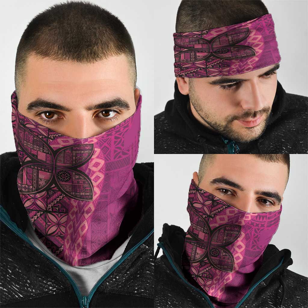 Samoan Pacific Tribal Flower Geometric Art Tattoos Neck Gaiter Siapo Pattern Romantic Rose LT03