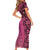 Samoan Pacific Tribal Flower Geometric Art Tattoos Short Sleeve Bodycon Dress Siapo Pattern Romantic Rose - Polynesian Pride