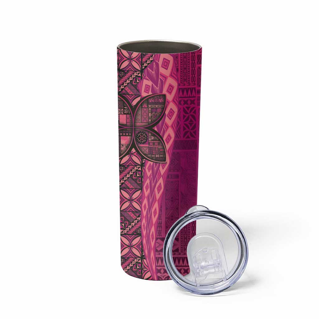 Samoan Pacific Tribal Flower Geometric Art Tattoos Skinny Tumbler Siapo Pattern Romantic Rose - Polynesian Pride