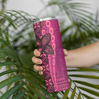 Samoan Pacific Tribal Flower Geometric Art Tattoos Skinny Tumbler Siapo Pattern Romantic Rose - Polynesian Pride