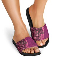 Samoan Pacific Tribal Flower Geometric Art Tattoos Slide Sandals Siapo Pattern Romantic Rose - Polynesian Pride