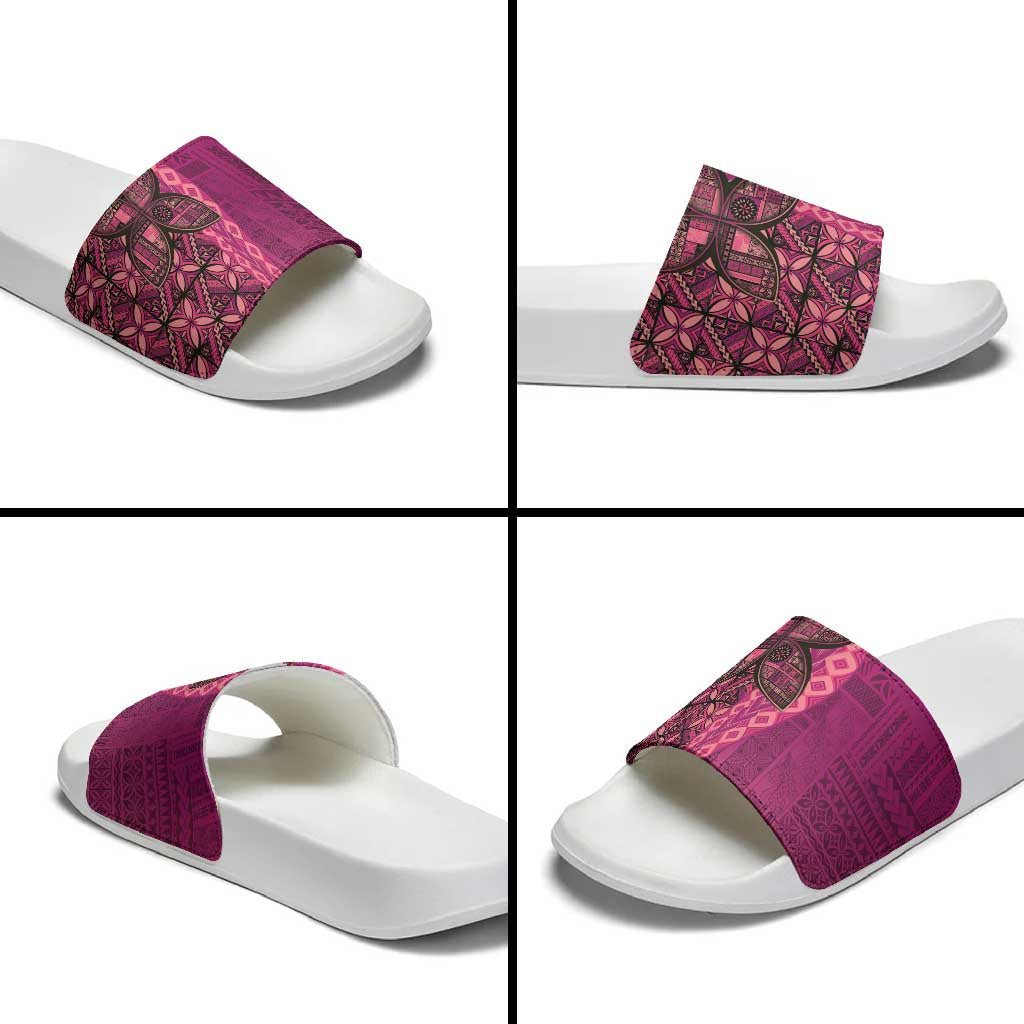 Samoan Pacific Tribal Flower Geometric Art Tattoos Slide Sandals Siapo Pattern Romantic Rose - Polynesian Pride