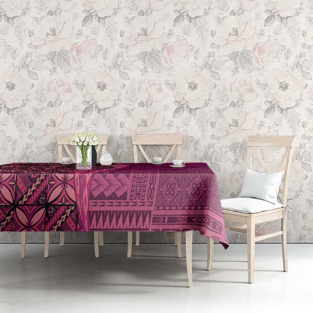 Samoan Pacific Tribal Flower Geometric Art Tattoos Tablecloth Siapo Pattern Romantic Rose - Polynesian Pride