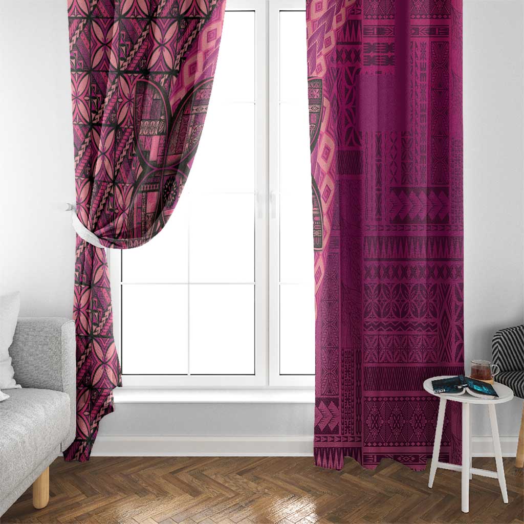 Samoan Pacific Tribal Flower Geometric Art Tattoos Window Curtain Siapo Pattern Romantic Rose - Polynesian Pride
