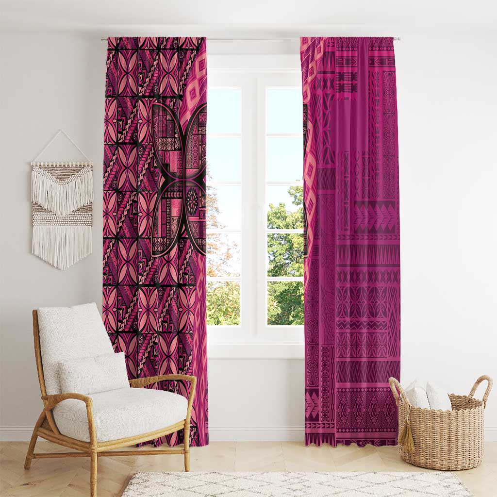 Samoan Pacific Tribal Flower Geometric Art Tattoos Window Curtain Siapo Pattern Romantic Rose - Polynesian Pride