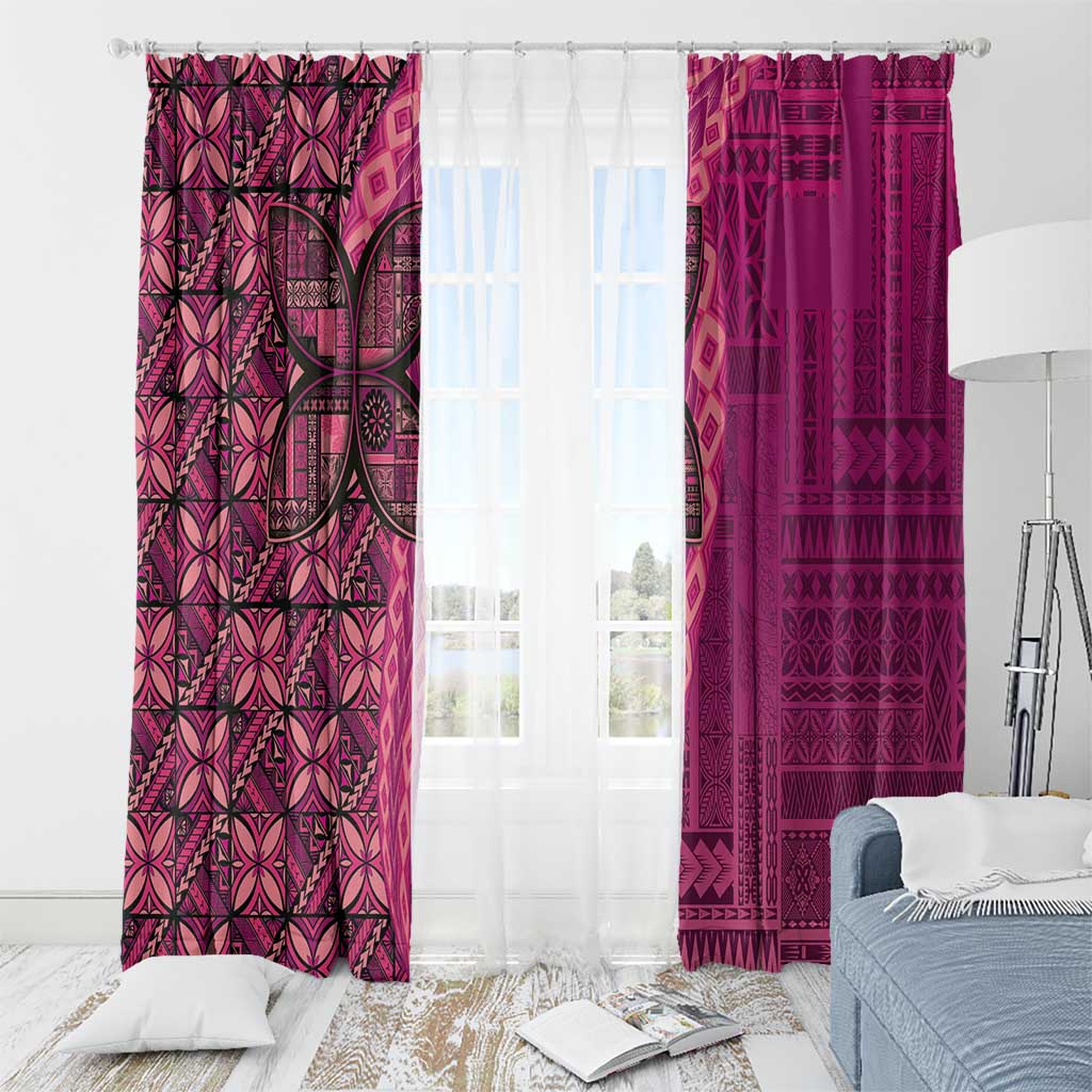 Samoan Pacific Tribal Flower Geometric Art Tattoos Window Curtain Siapo Pattern Romantic Rose - Polynesian Pride