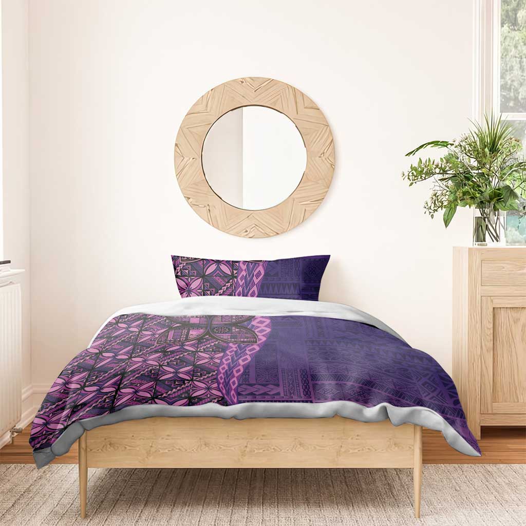 Samoan Pacific Tribal Flower Geometric Art Tattoos Bedding Set Siapo Pattern Purple Haze - Polynesian Pride