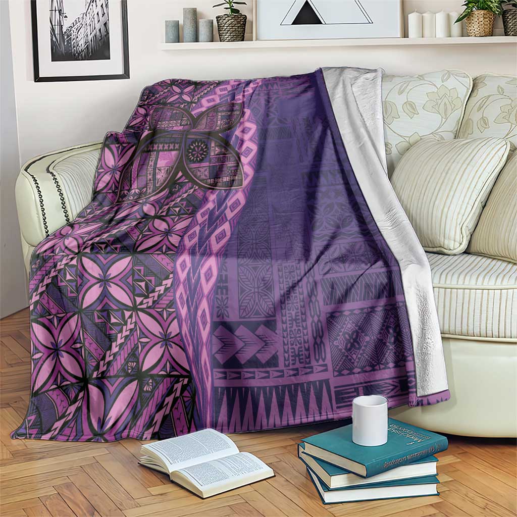 Samoan Pacific Tribal Flower Geometric Art Tattoos Blanket Siapo Pattern Purple Haze - Polynesian Pride