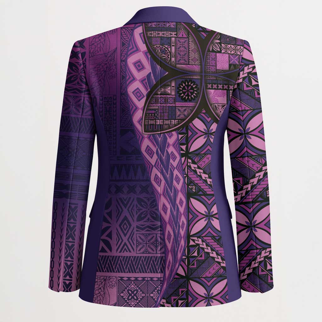 Samoan Pacific Tribal Flower Geometric Art Tattoos Blazer Siapo Pattern Purple Haze - Polynesian Pride