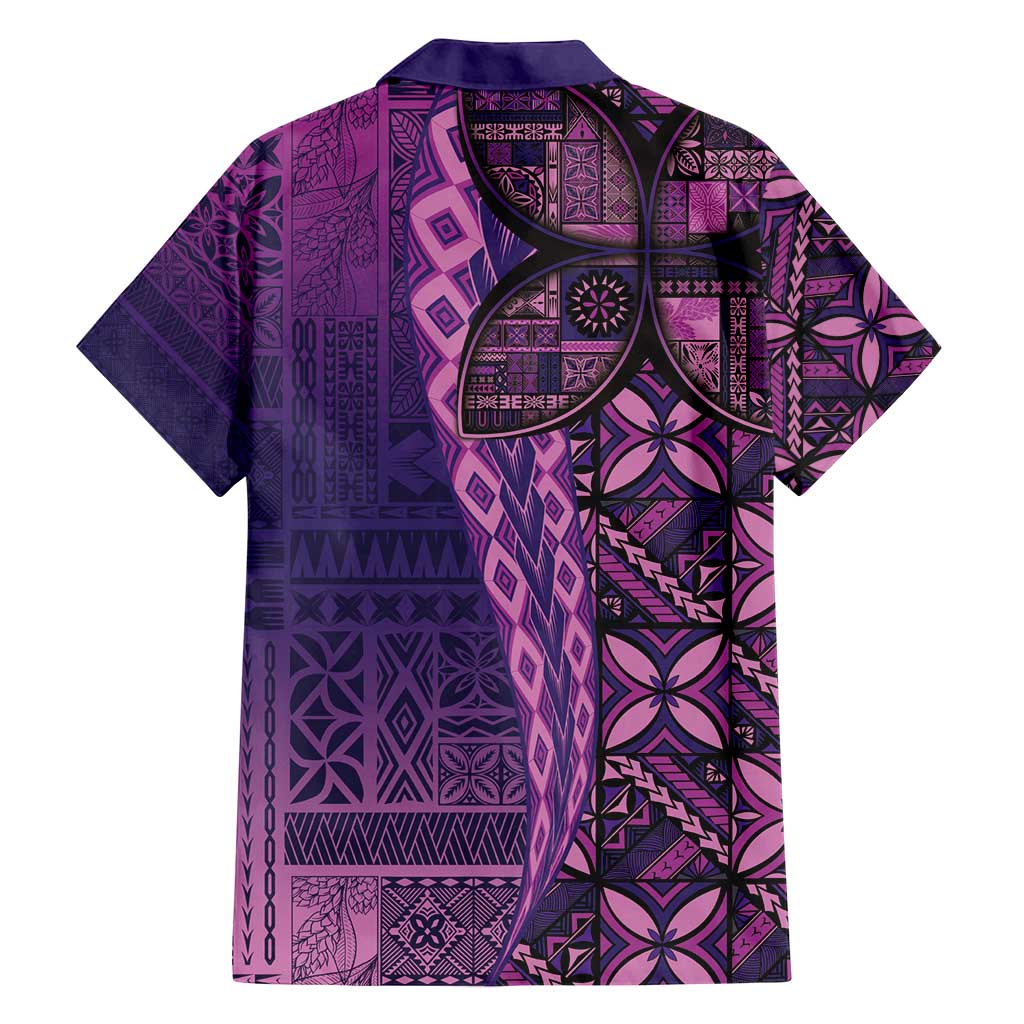Samoan Pacific Tribal Flower Geometric Art Tattoos Family Matching Tank Maxi Dress and Hawaiian Shirt Siapo Pattern Purple Haze LT03 - Polynesian Pride