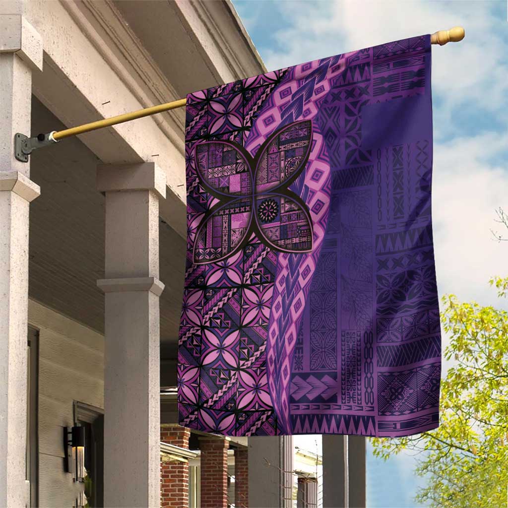 Samoan Pacific Tribal Flower Geometric Art Tattoos Garden Flag Siapo Pattern Purple Haze - Polynesian Pride