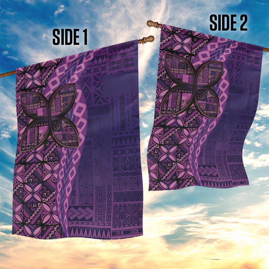 Samoan Pacific Tribal Flower Geometric Art Tattoos Garden Flag Siapo Pattern Purple Haze - Polynesian Pride