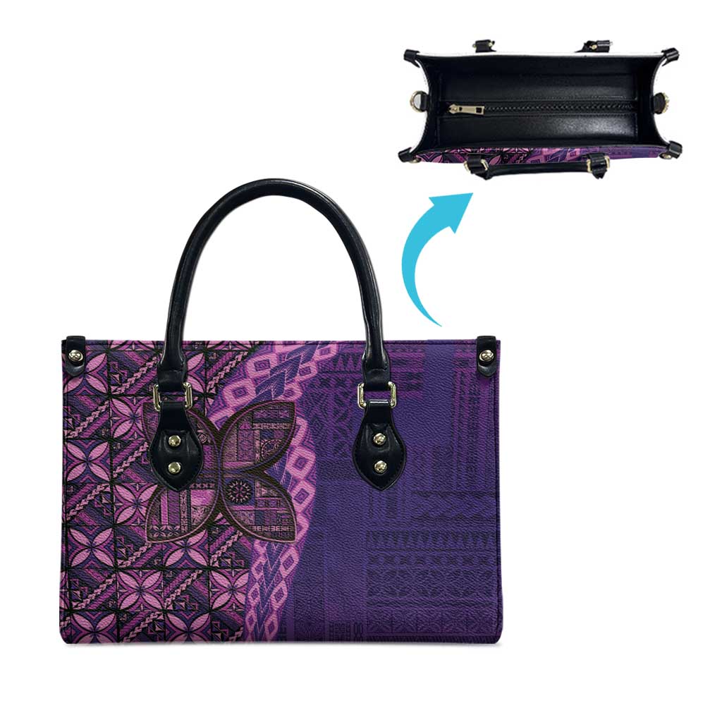 Samoan Pacific Tribal Flower Geometric Art Tattoos Leather Bag Siapo Pattern Purple Haze - Polynesian Pride