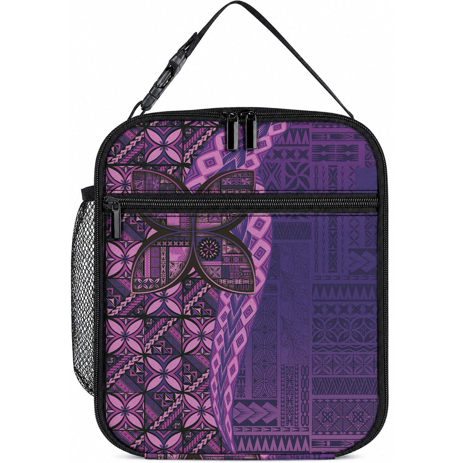 Samoan Pacific Tribal Flower Geometric Art Tattoos Lunch Bag LT03 10.2 × 8.3 × 4.3 inch Purple - Polynesian Pride