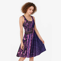 Samoan Pacific Tribal Flower Geometric Art Tattoos Midi Dress Siapo Pattern Purple Haze - Polynesian Pride