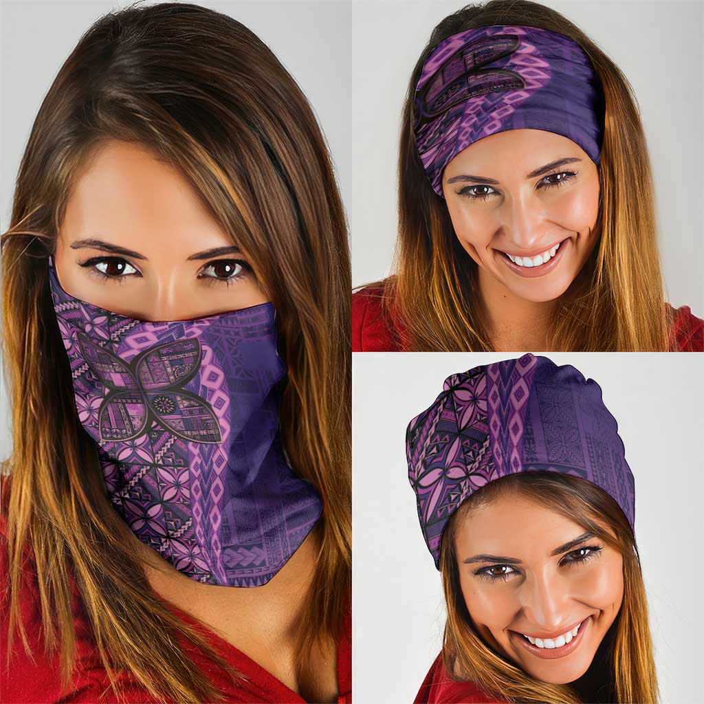 Samoan Pacific Tribal Flower Geometric Art Tattoos Neck Gaiter Siapo Pattern Purple Haze LT03