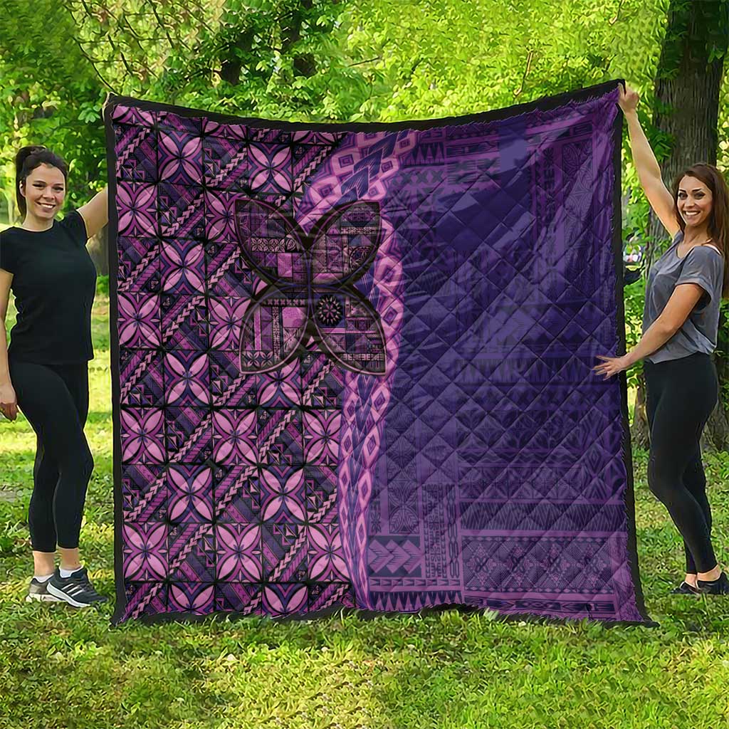 Samoan Pacific Tribal Flower Geometric Art Tattoos Quilt Siapo Pattern Purple Haze - Polynesian Pride