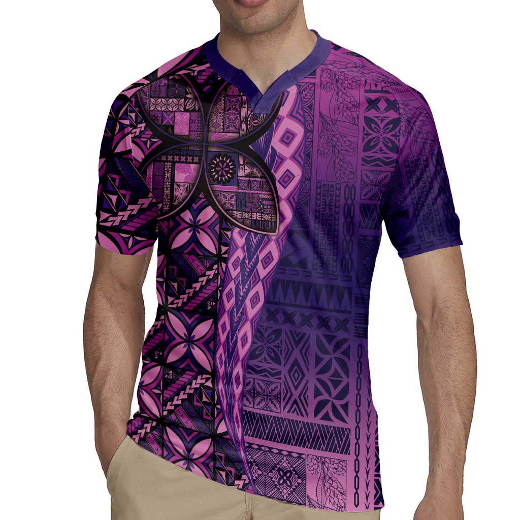 Samoan Pacific Tribal Flower Geometric Art Tattoos Rugby Jersey Siapo Pattern Purple Haze - Polynesian Pride