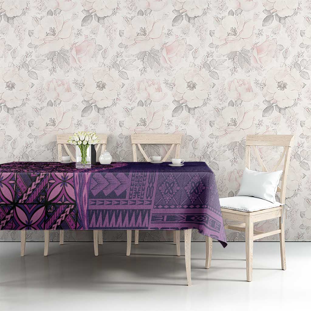 Samoan Pacific Tribal Flower Geometric Art Tattoos Tablecloth Siapo Pattern Purple Haze - Polynesian Pride
