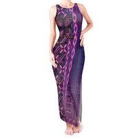 Samoan Pacific Tribal Flower Geometric Art Tattoos Tank Maxi Dress Siapo Pattern Purple Haze - Polynesian Pride