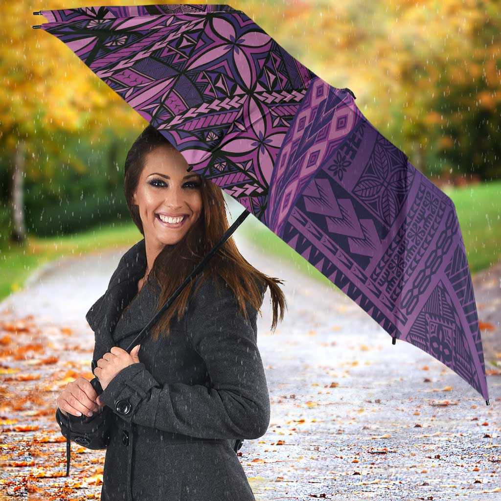 Samoan Pacific Tribal Flower Geometric Art Tattoos Umbrella Siapo Pattern Purple Haze - Polynesian Pride