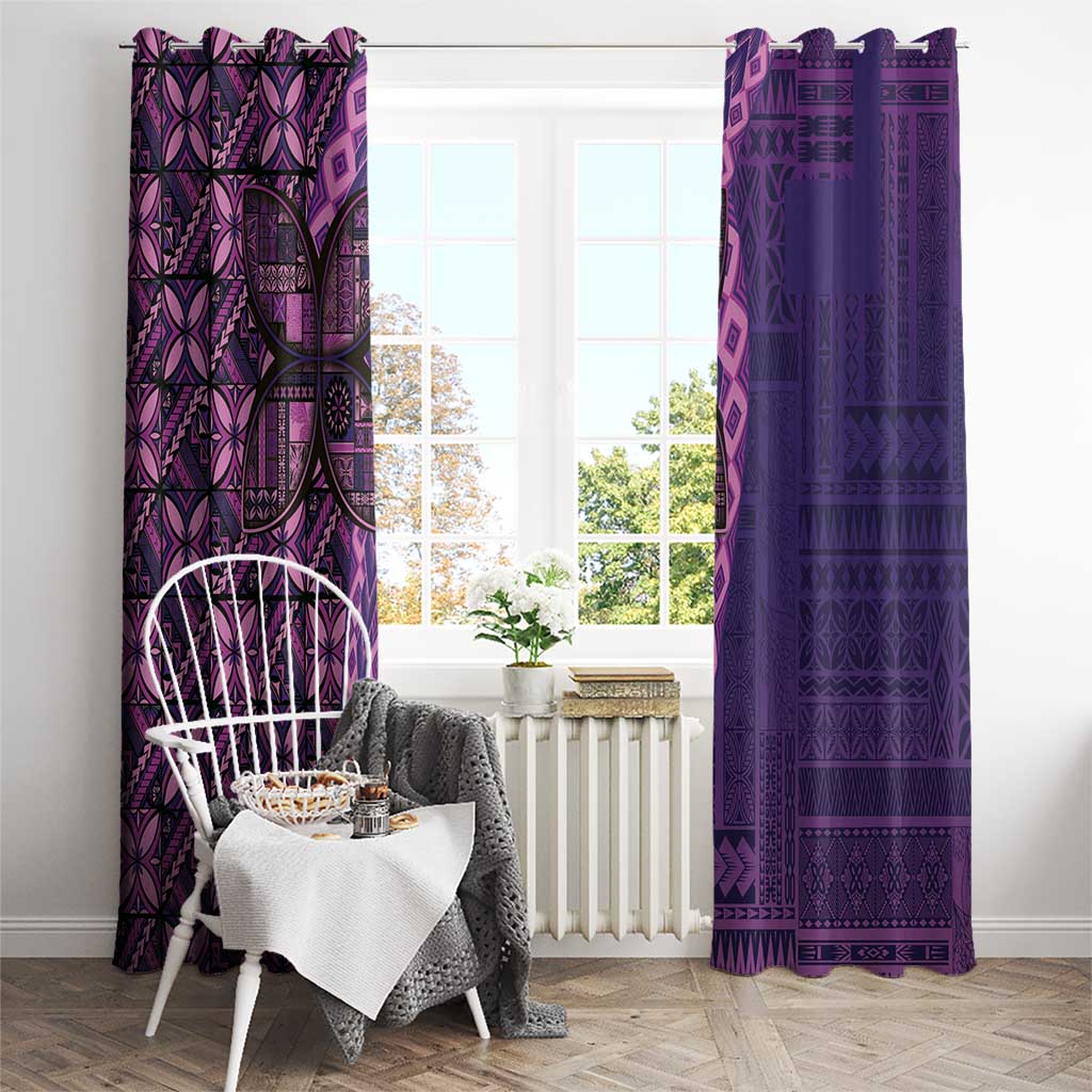 Samoan Pacific Tribal Flower Geometric Art Tattoos Window Curtain Siapo Pattern Purple Haze - Polynesian Pride