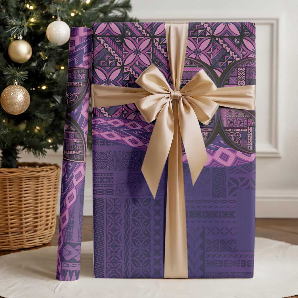 Samoan Pacific Tribal Flower Geometric Art Tattoos Wrapping Paper Siapo Pattern Purple Haze - Polynesian Pride