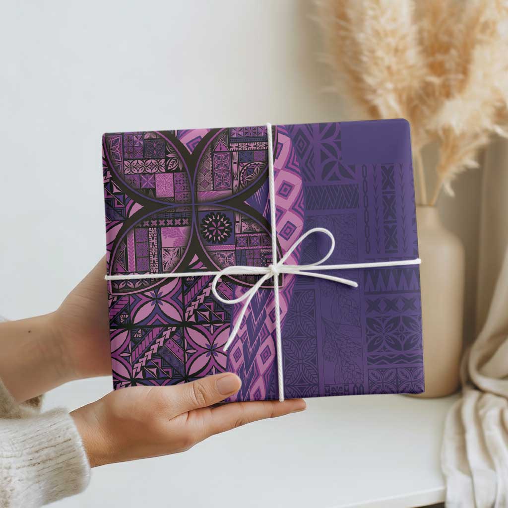 Samoan Pacific Tribal Flower Geometric Art Tattoos Wrapping Paper Siapo Pattern Purple Haze - Polynesian Pride