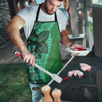 Samoan Pacific Tribal Flower Geometric Art Tattoos Apron Siapo Pattern Emerald Glow - Polynesian Pride