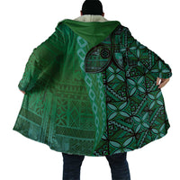 Samoan Pacific Tribal Flower Geometric Art Tattoos Cloak Siapo Pattern Emerald Glow - Polynesian Pride