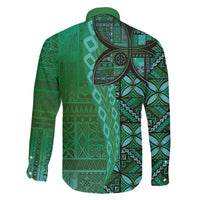 Samoan Pacific Tribal Flower Geometric Art Tattoos Family Matching Tank Maxi Dress and Hawaiian Shirt Siapo Pattern Emerald Glow LT03 - Polynesian Pride