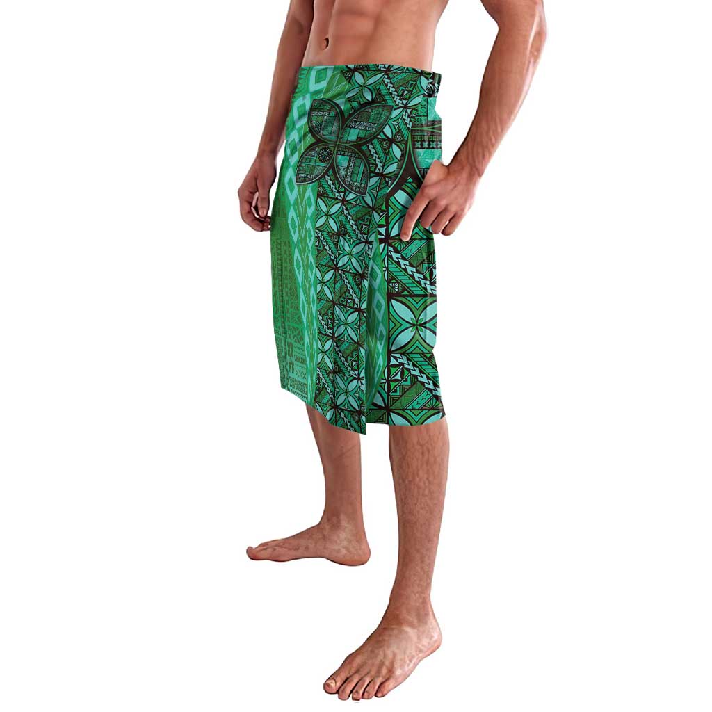 Samoan Pacific Tribal Flower Geometric Art Tattoos Lavalava Siapo Pattern Emerald Glow - Polynesian Pride