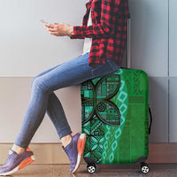 Samoan Pacific Tribal Flower Geometric Art Tattoos Luggage Cover Siapo Pattern Emerald Glow - Polynesian Pride