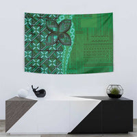 Samoan Pacific Tribal Flower Geometric Art Tattoos Tapestry Siapo Pattern Emerald Glow - Polynesian Pride