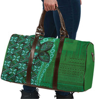 Samoan Pacific Tribal Flower Geometric Art Tattoos Travel Bag Siapo Pattern Emerald Glow - Polynesian Pride