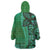 Samoan Pacific Tribal Flower Geometric Art Tattoos Wearable Blanket Hoodie Siapo Pattern Emerald Glow - Polynesian Pride