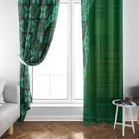 Samoan Pacific Tribal Flower Geometric Art Tattoos Window Curtain Siapo Pattern Emerald Glow - Polynesian Pride
