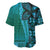 Samoan Pacific Tribal Flower Geometric Art Tattoos Baseball Jersey Siapo Pattern Turquoise Tide - Polynesian Pride