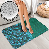 Samoan Pacific Tribal Flower Geometric Art Tattoos Bathroom Set Siapo Pattern Turquoise Tide - Polynesian Pride