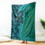 Samoan Pacific Tribal Flower Geometric Art Tattoos Blanket Siapo Pattern Turquoise Tide - Polynesian Pride