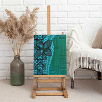 Samoan Pacific Tribal Flower Geometric Art Tattoos Canvas Wall Art Siapo Pattern Turquoise Tide - Polynesian Pride