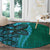 Samoan Pacific Tribal Flower Geometric Art Tattoos Round Carpet Siapo Pattern Turquoise Tide - Polynesian Pride