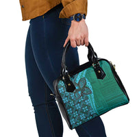 Samoan Pacific Tribal Flower Geometric Art Tattoos Shoulder Handbag Siapo Pattern Turquoise Tide - Polynesian Pride