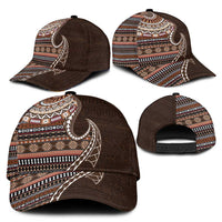 Fijian Masi Tribal Tattoos Art Pattern Classic Cap Brown Color Half Style - Polynesian Pride