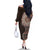 Fijian Masi Tribal Tattoos Art Pattern Family Matching Off The Shoulder Long Sleeve Dress and Hawaiian Shirt Brown Color Half Style - Polynesian Pride