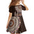 Fijian Masi Tribal Tattoos Art Pattern Family Matching Off Shoulder Maxi Dress and Hawaiian Shirt Brown Color Half Style - Polynesian Pride